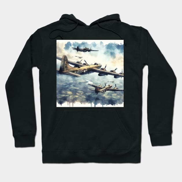 Fantasy illustration of WWII aircraft in battle Hoodie by WelshDesigns